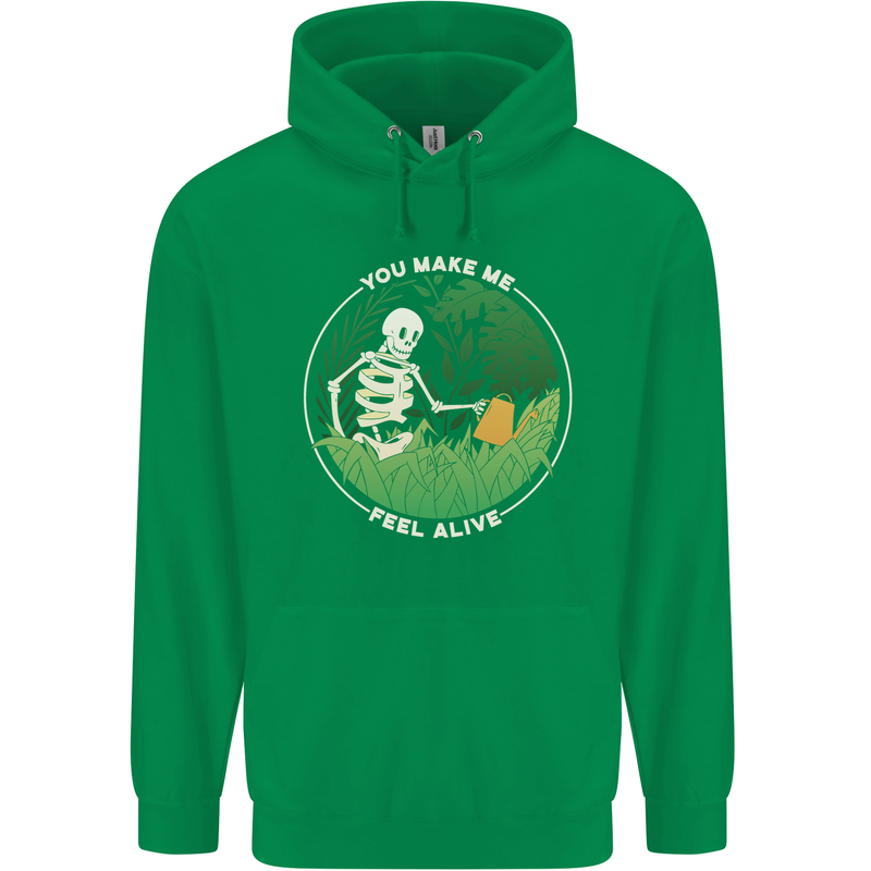 Feel Alive Gardening Gardener Plants Skull Childrens Kids Hoodie Irish Green