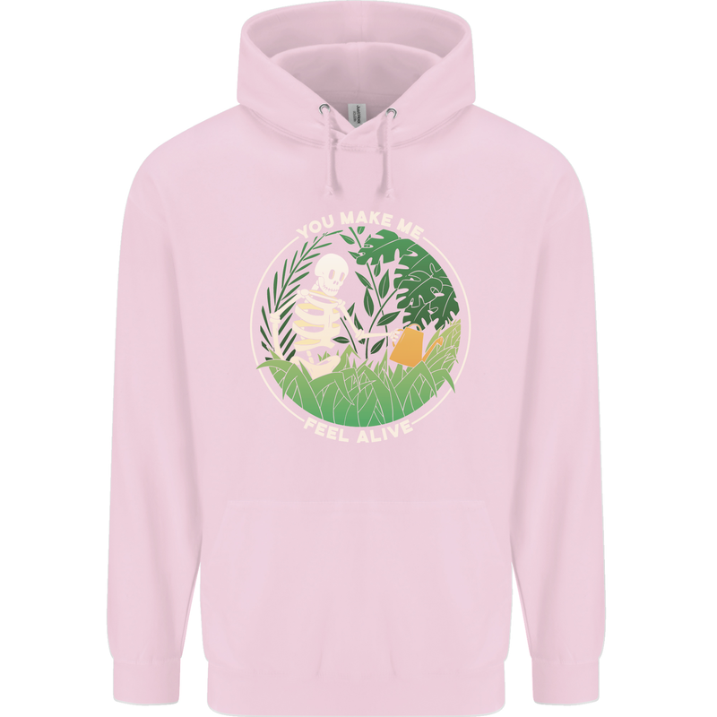Feel Alive Gardening Gardener Plants Skull Childrens Kids Hoodie Light Pink