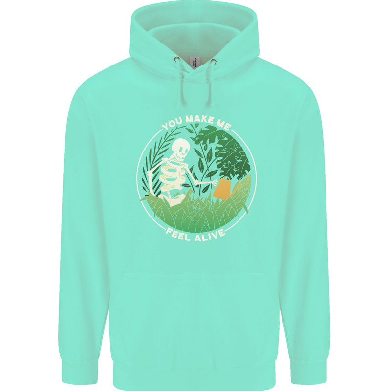 Feel Alive Gardening Gardener Plants Skull Childrens Kids Hoodie Peppermint