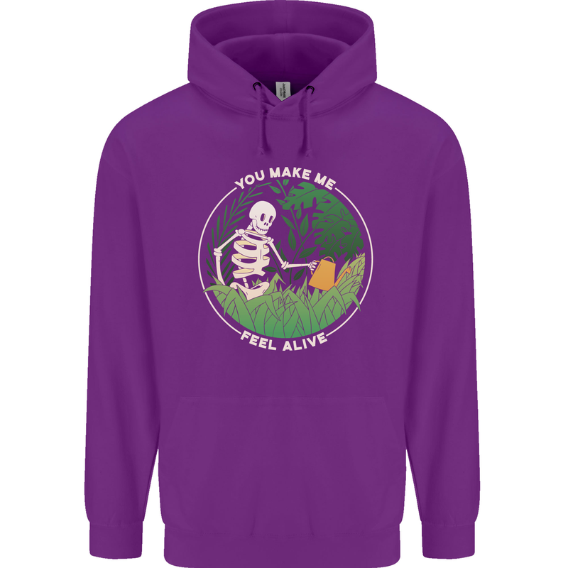 Feel Alive Gardening Gardener Plants Skull Childrens Kids Hoodie Purple