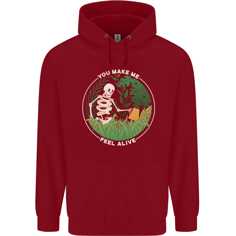 Feel Alive Gardening Gardener Plants Skull Childrens Kids Hoodie Red