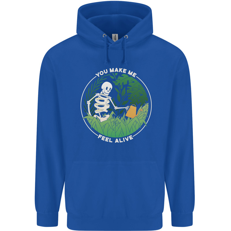 Feel Alive Gardening Gardener Plants Skull Childrens Kids Hoodie Royal Blue