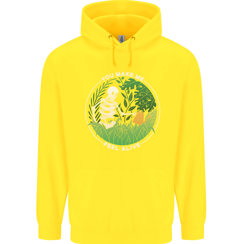 Feel Alive Gardening Gardener Plants Skull Childrens Kids Hoodie Yellow