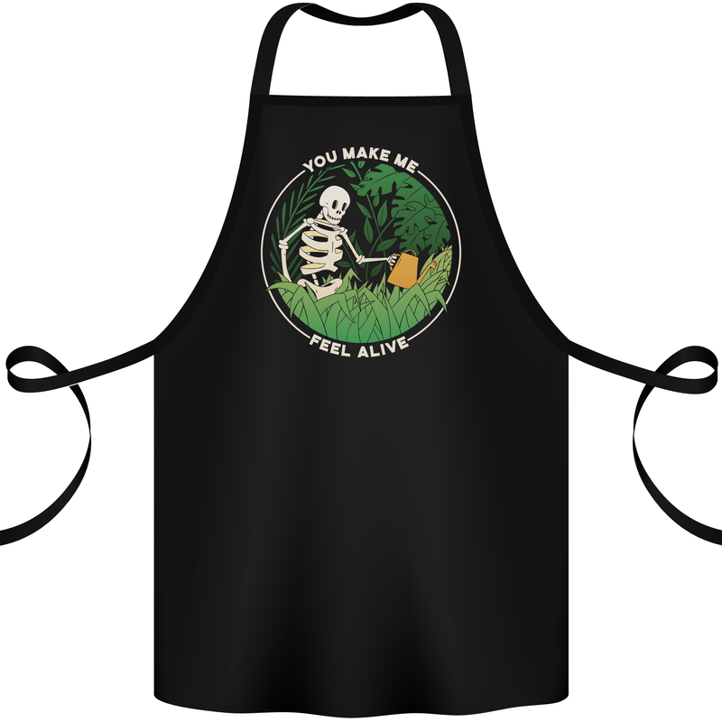 Feel Alive Gardening Gardener Plants Skull Cotton Apron 100% Organic Black