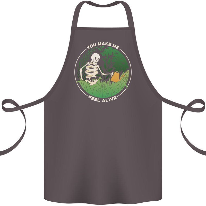 Feel Alive Gardening Gardener Plants Skull Cotton Apron 100% Organic Dark Grey