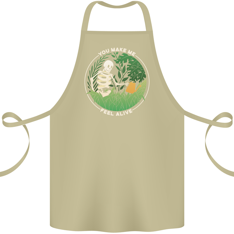 Feel Alive Gardening Gardener Plants Skull Cotton Apron 100% Organic Khaki