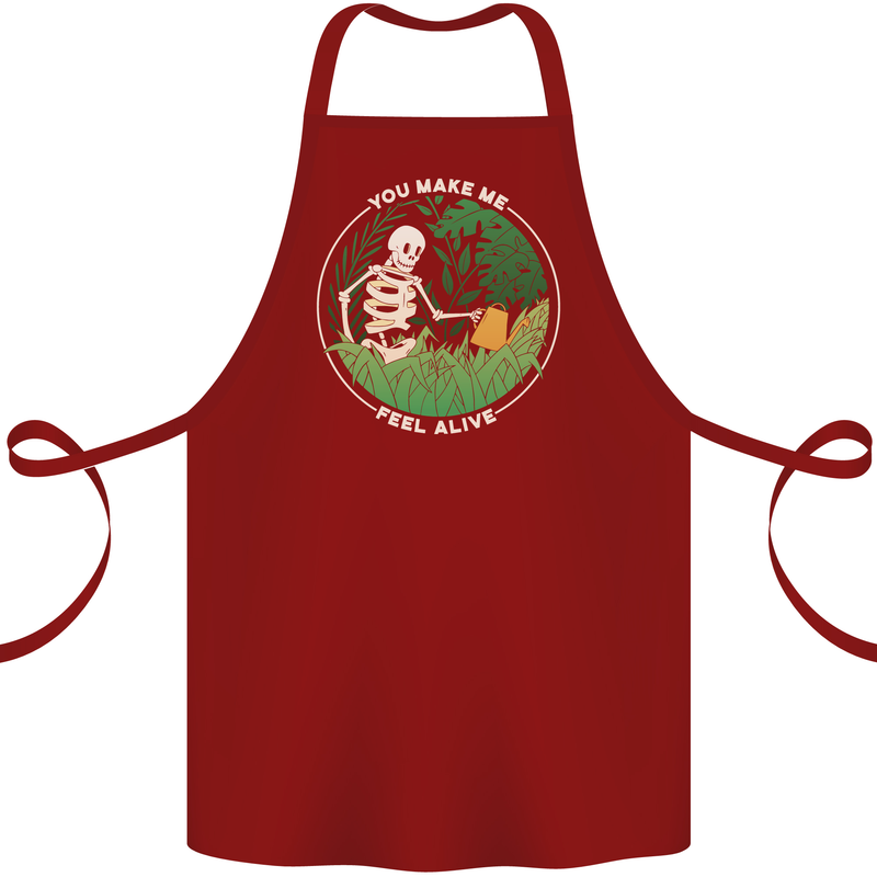 Feel Alive Gardening Gardener Plants Skull Cotton Apron 100% Organic Maroon