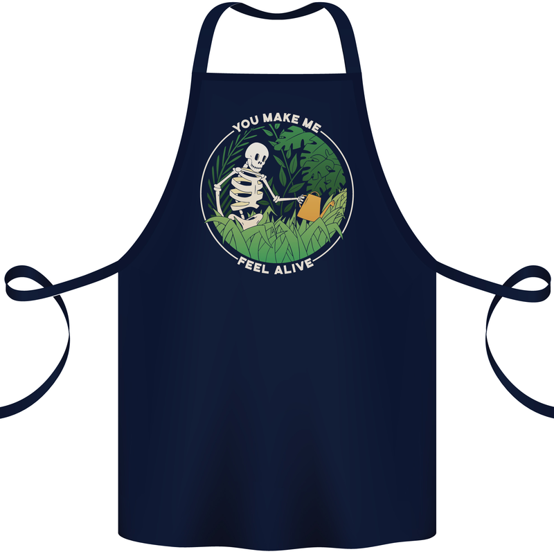Feel Alive Gardening Gardener Plants Skull Cotton Apron 100% Organic Navy Blue