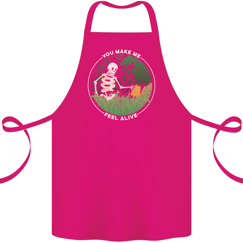 Feel Alive Gardening Gardener Plants Skull Cotton Apron 100% Organic Pink