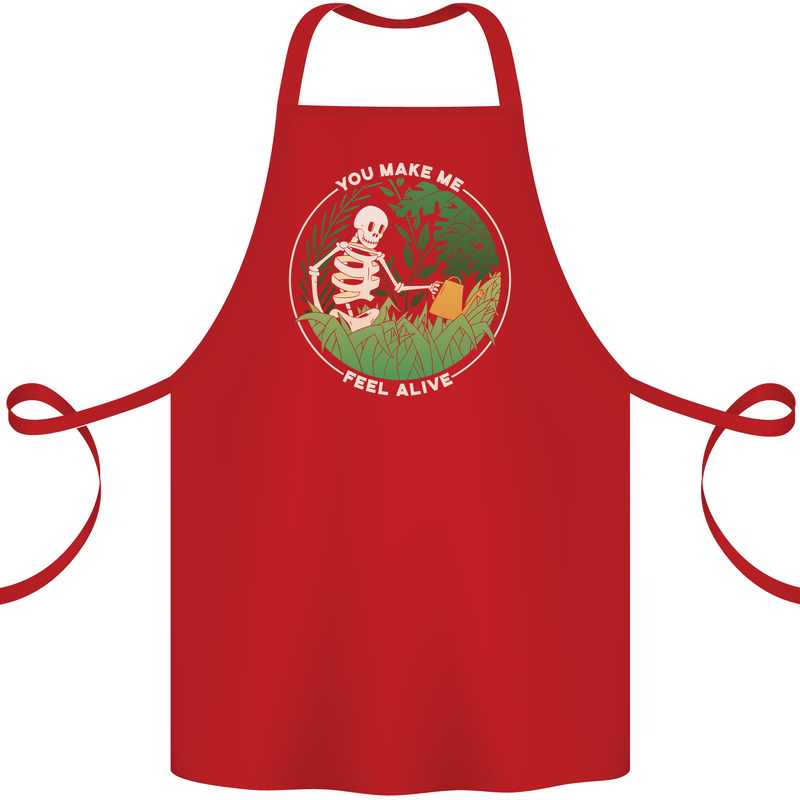 Feel Alive Gardening Gardener Plants Skull Cotton Apron 100% Organic Red