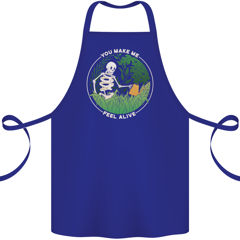 Feel Alive Gardening Gardener Plants Skull Cotton Apron 100% Organic Royal Blue