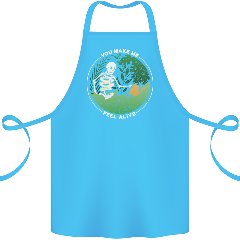 Feel Alive Gardening Gardener Plants Skull Cotton Apron 100% Organic Turquoise