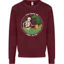 Feel Alive Gardening Gardener Plants Skull Kids Sweatshirt Jumper Maroon