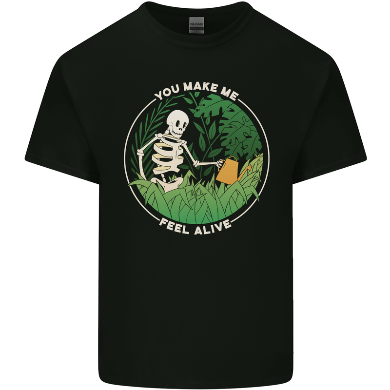 Feel Alive Gardening Gardener Plants Skull Kids T-Shirt Childrens Black