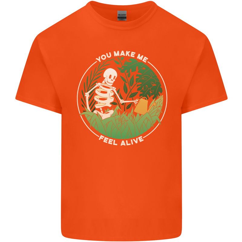 Feel Alive Gardening Gardener Plants Skull Kids T-Shirt Childrens Orange