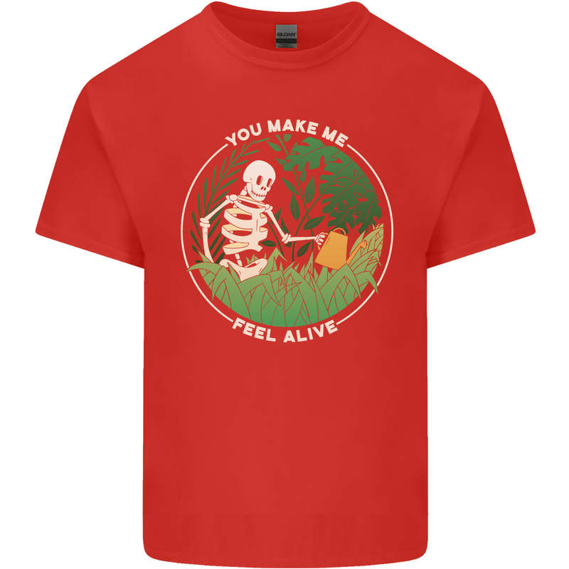Feel Alive Gardening Gardener Plants Skull Kids T-Shirt Childrens Red