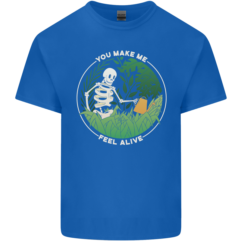 Feel Alive Gardening Gardener Plants Skull Kids T-Shirt Childrens Royal Blue