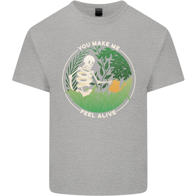 Feel Alive Gardening Gardener Plants Skull Kids T-Shirt Childrens Sports Grey