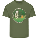 Feel Alive Gardening Gardener Plants Skull Mens Cotton T-Shirt Tee Top Military Green
