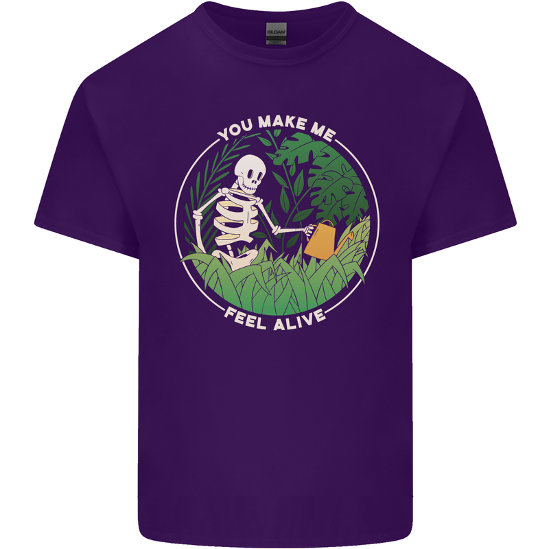 Feel Alive Gardening Gardener Plants Skull Mens Cotton T-Shirt Tee Top Purple