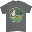 Feel Alive Gardening Gardener Plants Skull Mens T-Shirt Cotton Gildan Charcoal
