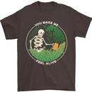 Feel Alive Gardening Gardener Plants Skull Mens T-Shirt Cotton Gildan Dark Chocolate
