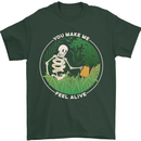 Feel Alive Gardening Gardener Plants Skull Mens T-Shirt Cotton Gildan Forest Green