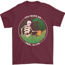Feel Alive Gardening Gardener Plants Skull Mens T-Shirt Cotton Gildan Maroon