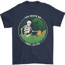 Feel Alive Gardening Gardener Plants Skull Mens T-Shirt Cotton Gildan Navy Blue