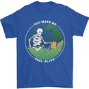 Feel Alive Gardening Gardener Plants Skull Mens T-Shirt Cotton Gildan Royal Blue