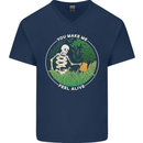 Feel Alive Gardening Gardener Plants Skull Mens V-Neck Cotton T-Shirt Navy Blue