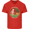 Feel Alive Gardening Gardener Plants Skull Mens V-Neck Cotton T-Shirt Red