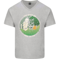 Feel Alive Gardening Gardener Plants Skull Mens V-Neck Cotton T-Shirt Sports Grey
