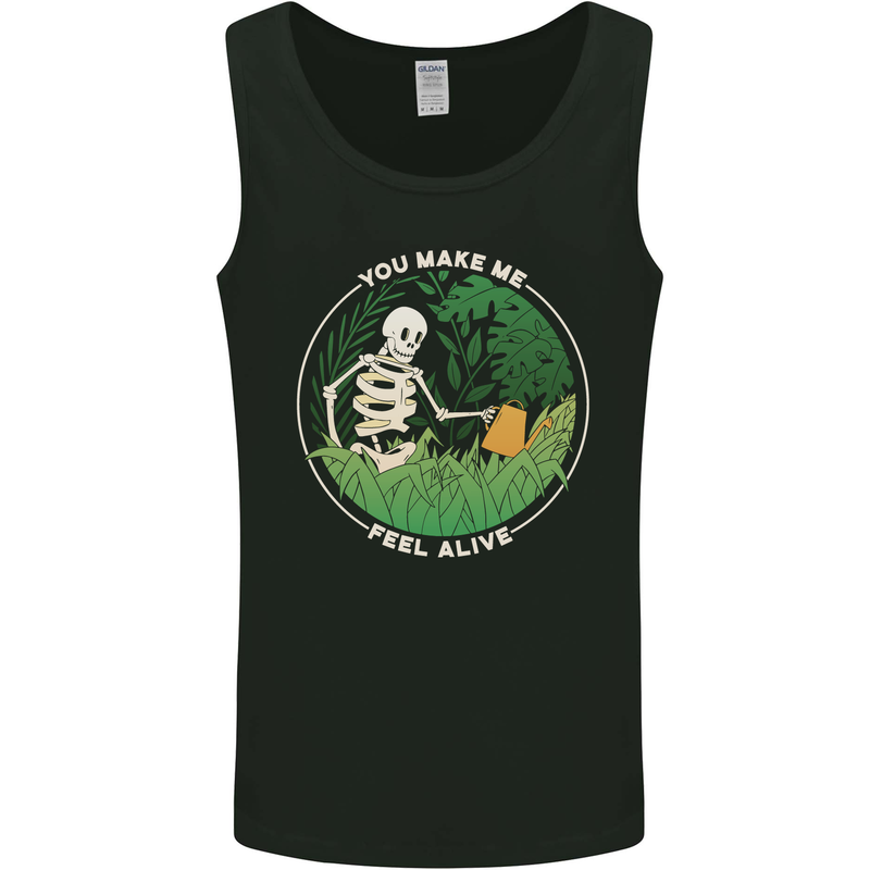 Feel Alive Gardening Gardener Plants Skull Mens Vest Tank Top Black