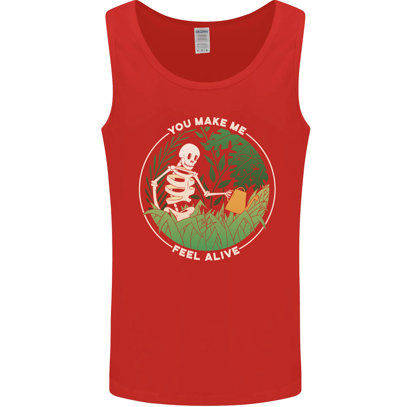 Feel Alive Gardening Gardener Plants Skull Mens Vest Tank Top Red