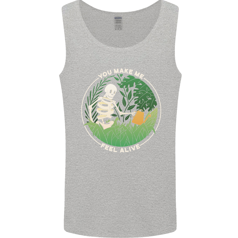 Feel Alive Gardening Gardener Plants Skull Mens Vest Tank Top Sports Grey