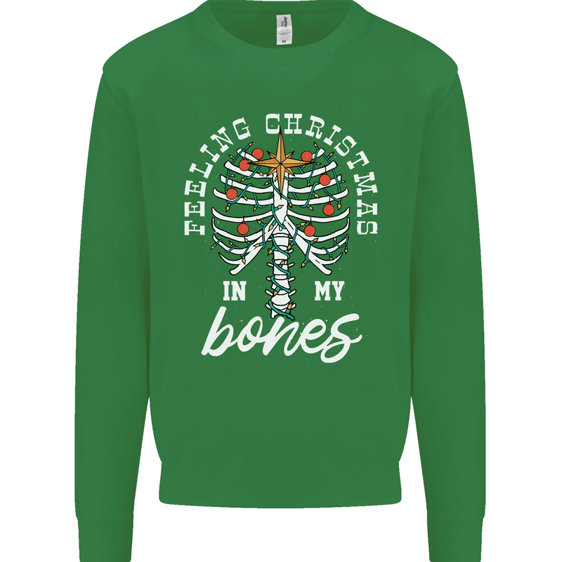 Feeling Christmas In My Bones Kids Sweatshirt Jumper Irish Green