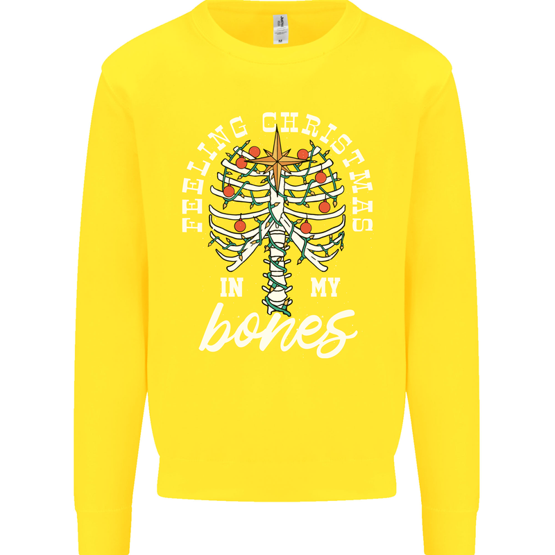 Feeling Christmas In My Bones Kids Sweatshirt Jumper Yellow