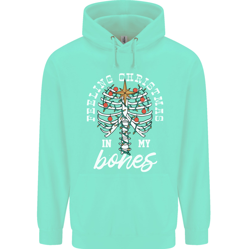 Feeling Christmas In My Bones Mens 80% Cotton Hoodie Peppermint