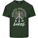 Feeling Christmas In My Bones Mens Cotton T-Shirt Tee Top Forest Green