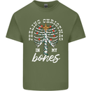 Feeling Christmas In My Bones Mens Cotton T-Shirt Tee Top Military Green