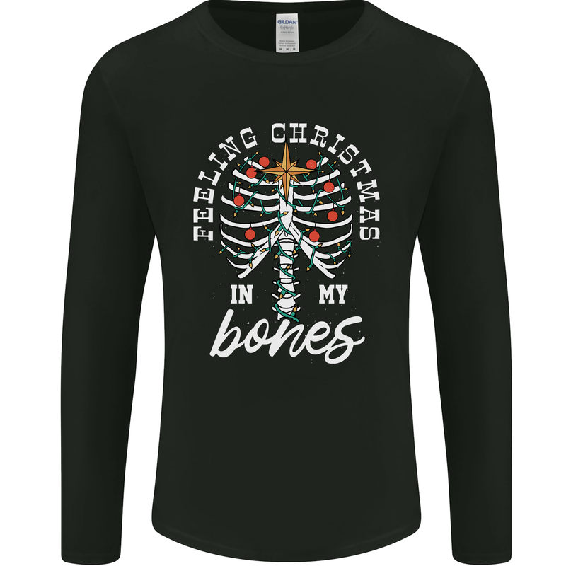Feeling Christmas In My Bones Mens Long Sleeve T-Shirt Black