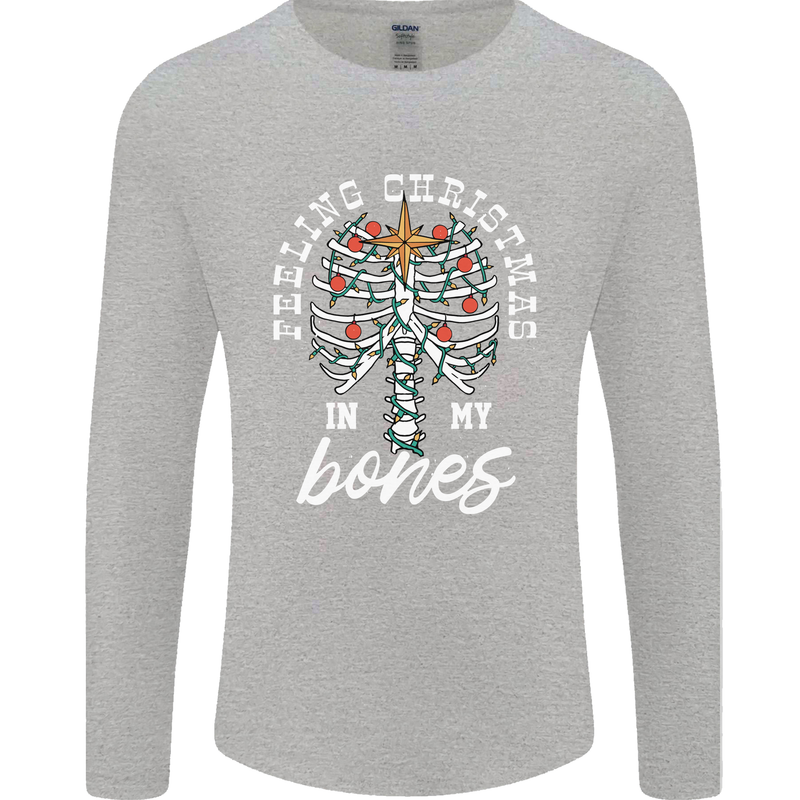 Feeling Christmas In My Bones Mens Long Sleeve T-Shirt Sports Grey