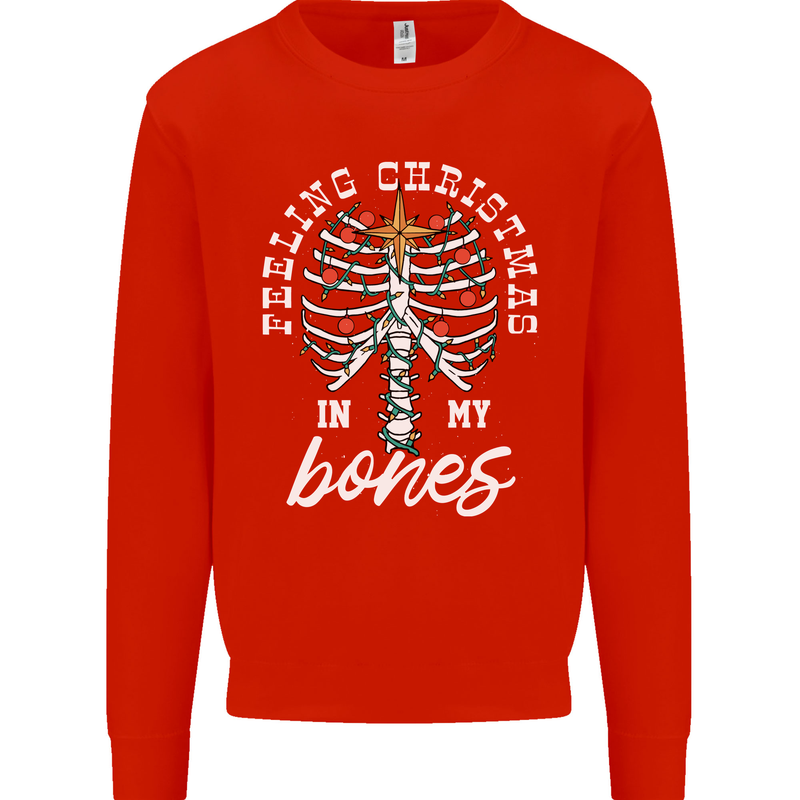 Feeling Christmas In My Bones Mens Sweatshirt Jumper Bright Red