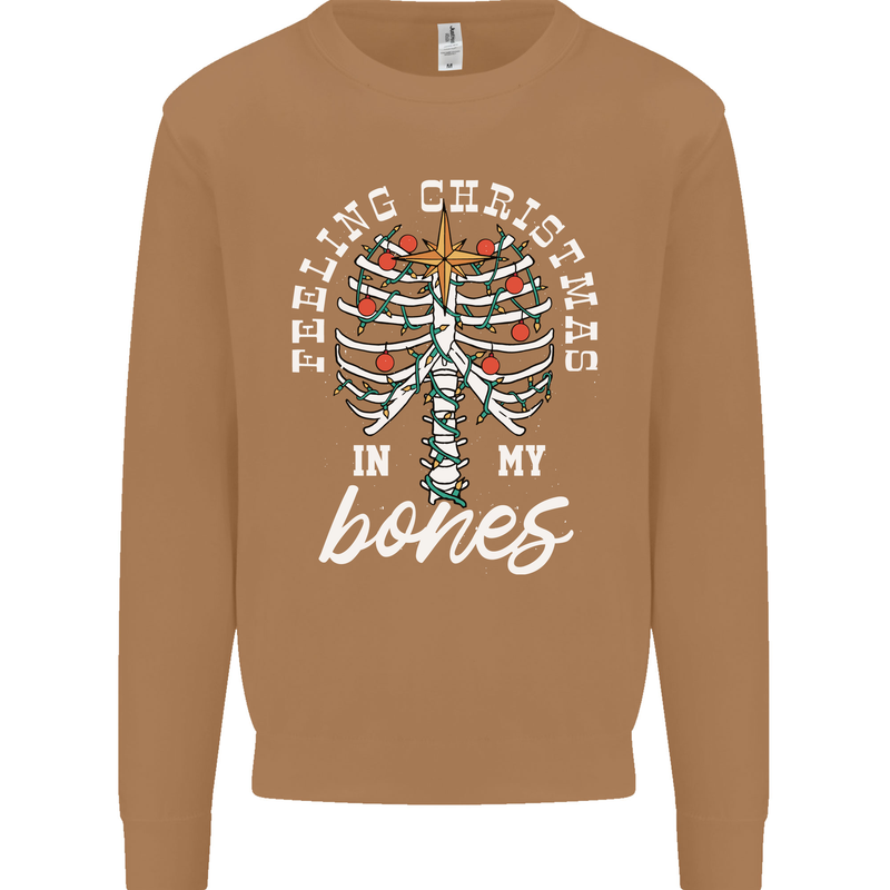 Feeling Christmas In My Bones Mens Sweatshirt Jumper Caramel Latte