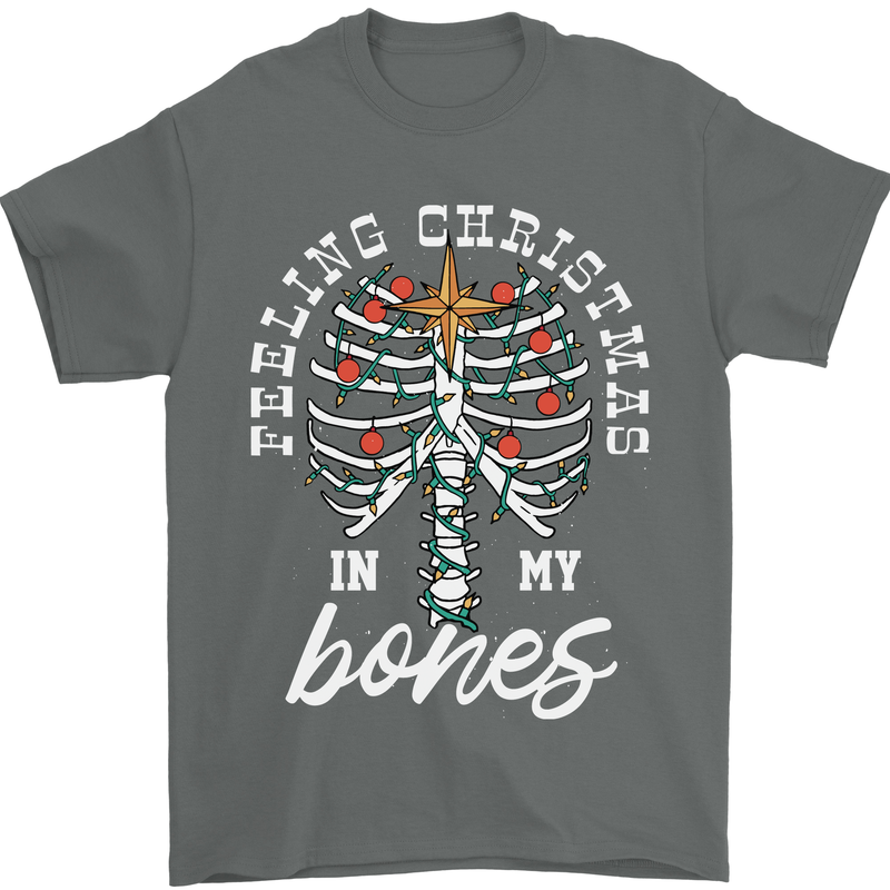 Feeling Christmas In My Bones Mens T-Shirt Cotton Gildan Charcoal