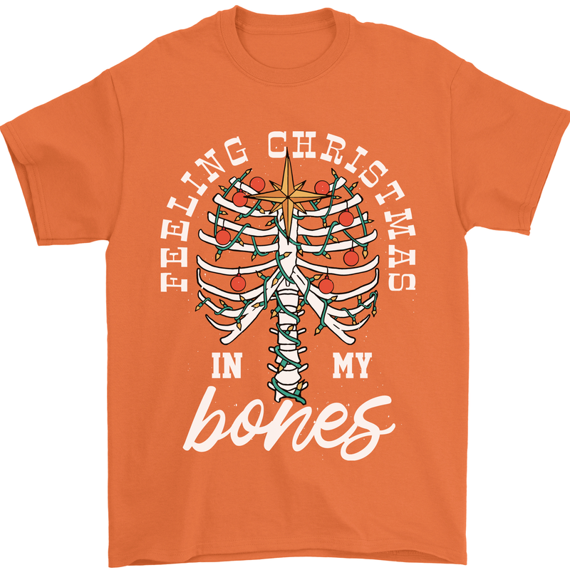 Feeling Christmas In My Bones Mens T-Shirt Cotton Gildan Orange