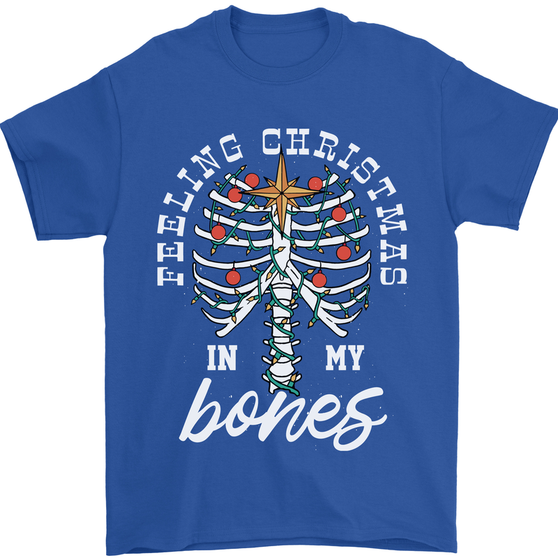 Feeling Christmas In My Bones Mens T-Shirt Cotton Gildan Royal Blue