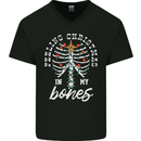 Feeling Christmas In My Bones Mens V-Neck Cotton T-Shirt Black