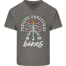 Feeling Christmas In My Bones Mens V-Neck Cotton T-Shirt Charcoal
